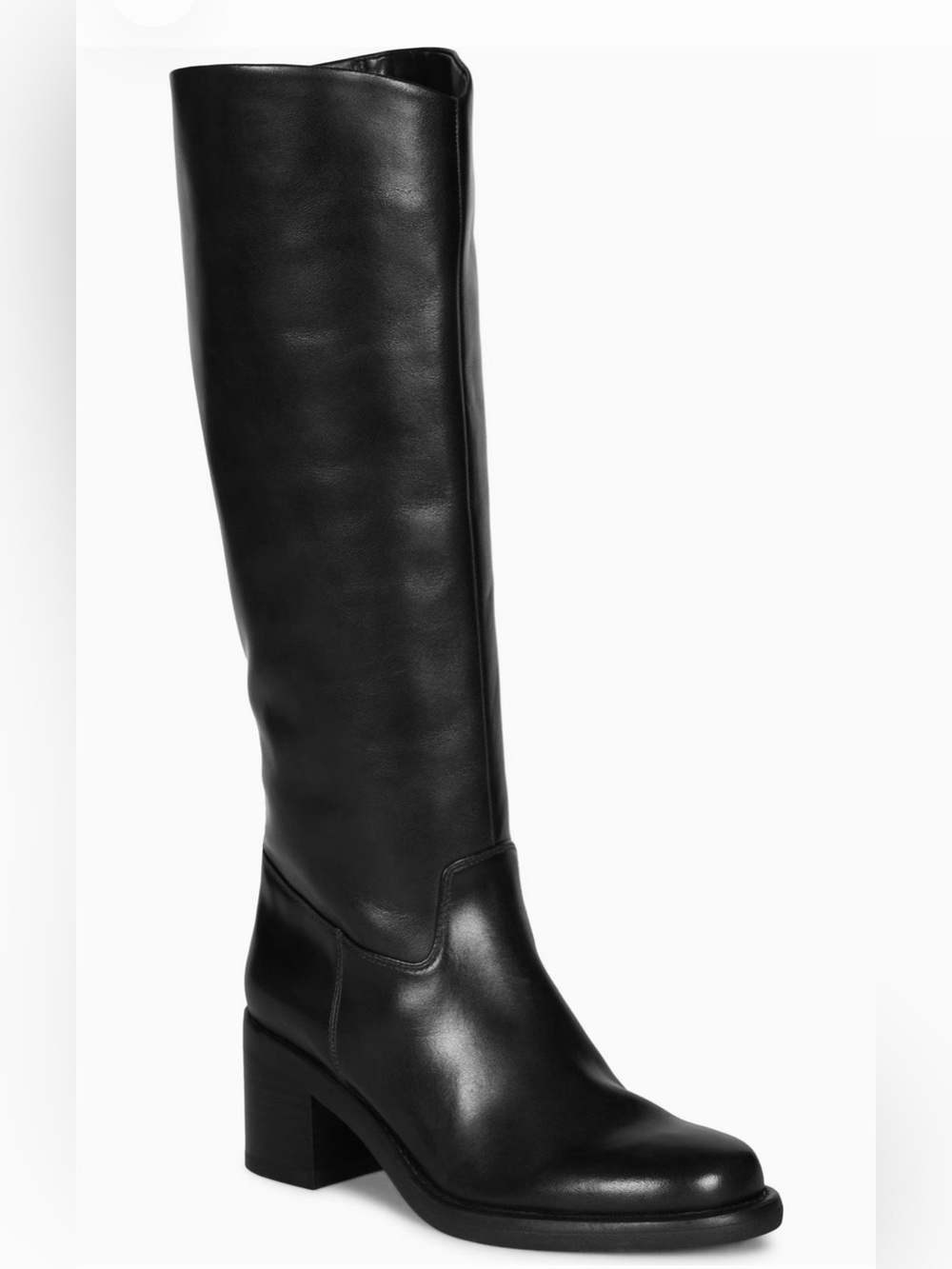 Vince Camuto Black Knee-High Leather Block Heel Boots